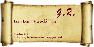 Ginter Rovéna névjegykártya